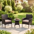 thumbnail image 3 of Costway 3 Piece Patio Furniture Set, Hand-Woven PE Wicker Conversation Set with Armchairs Mix Brown&Beige, 3 of 10