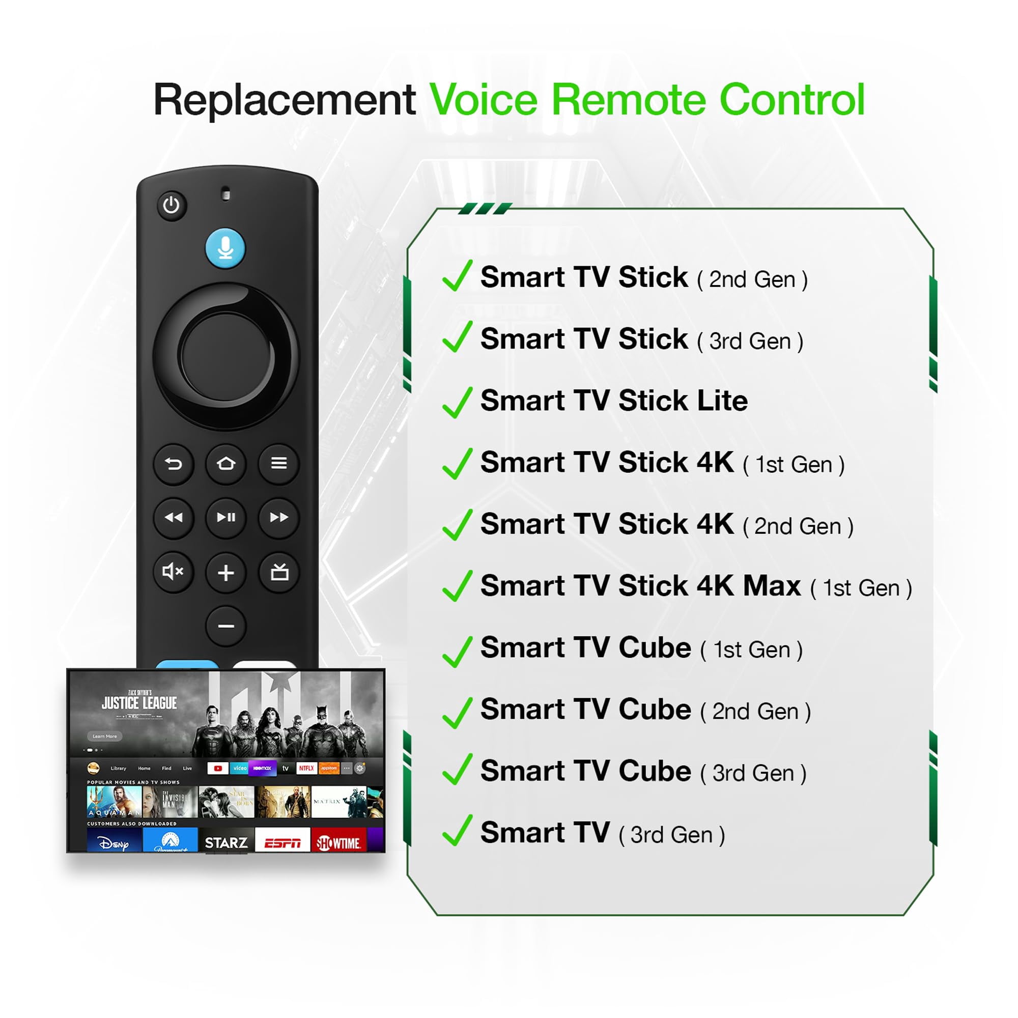 Replacement Voice Remote Compatible with All Fires Series Smart TV Cube(1st/2nd/3rd Gen),TV Stick(4K/4K Max/Lite),Smart TVs (3rd Gen),for Hisense/TCL Smart TVs