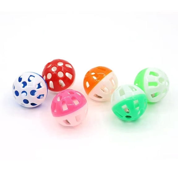 Vruelia 8-Pack Cat Toy Balls with Bells 1.58 Inch Plastic Kitten Chase Toy Jingle Bell Balls for Cat Indoor Training