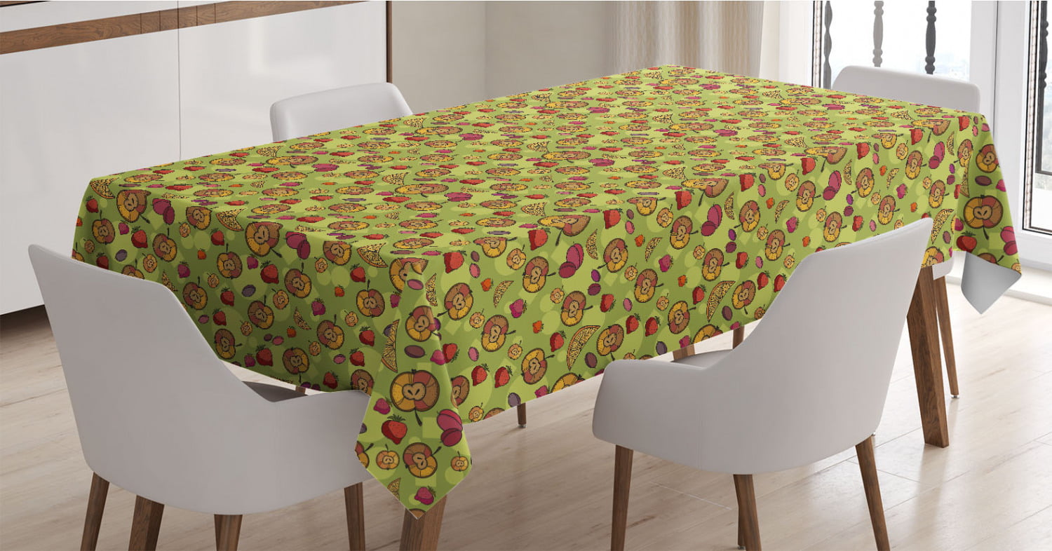 Lime Green Apple Green Dining Room Kitchen Rectangular Runner Silhouette of Citrus Fruit with Leaf Background Healthy Life Tropical Food Ambesonne Lime Table Runner 16 X 90 