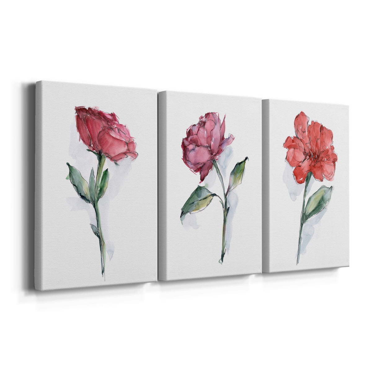 Watercolor Floral Contour II Premium Gallery Wrapped Canvas - Ready to Hang - 24 x 36 Each