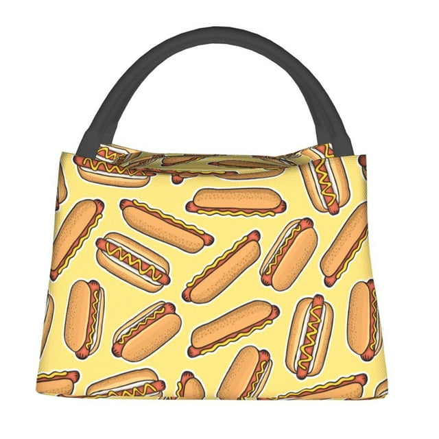 Lukts Hot Dogs Pattern Small Lunch Bag for Men Women Insulated Lunch Box Mini Lunchbox Portable Lunch Cooler Bag,Reusable Snack Bag