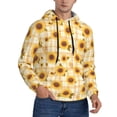 thumbnail image 2 of Picia Coffee Plaid Sunflower Pattern Casual Men's Hoodie - Lightweight Hooded Sweatshirt with Kangaroo Pocket, Comfortable Pullover for Everyday, Travel-XX-Large, 2 of 7