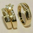 thumbnail image 2 of Bluebell Jewels 2Ct His & Her CZ 14K Yellow Gold Finish Trio Bridal Engagement Ring Set, 2 of 3
