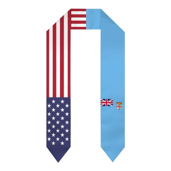 Fiji & USA United States Flag Shawl Sash Stole Graduation Shawls Wraps Scraf For International Study