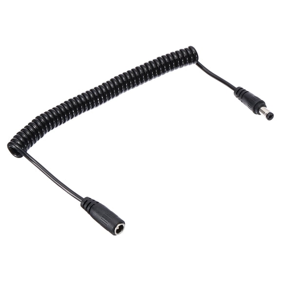 Uxcell 5Ft 5.5mm x 2.1mm Male to Female DC Power Cable, Wire Adapter Coiled Extension Cable Cord