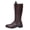 Brown, variant on Women's Knee High Boots Chunky Low Heel Lace Up Work Boots Women's Fashion Casual Solid Color Fall Winter Round Toe Zipper Classic Shoes