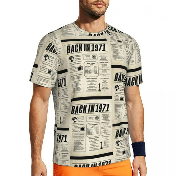 Newspaper Print T Shirt Summer 1971 Story Events Retro T-Shirts Trending Tshirt For Mens