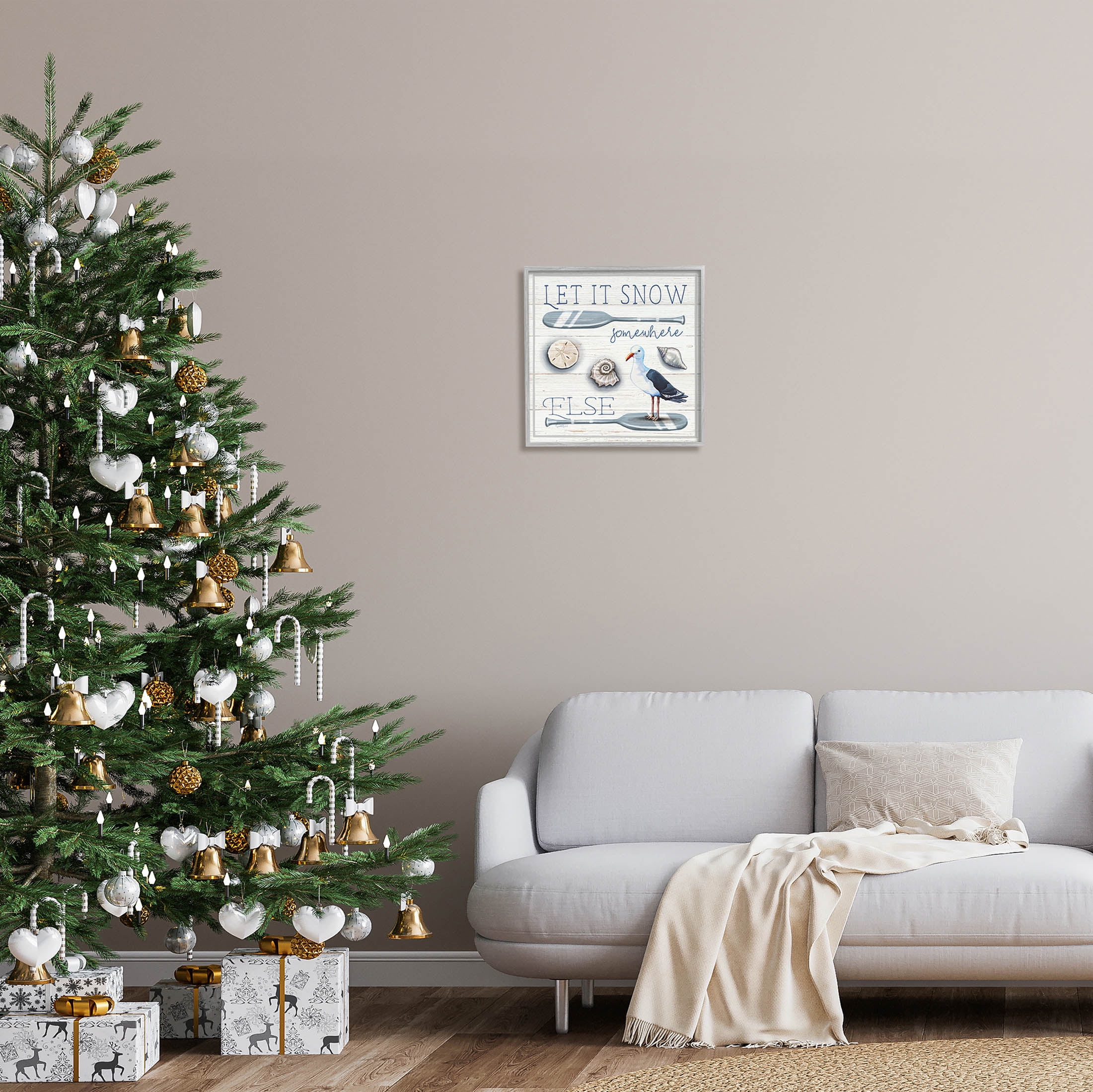 Stupell Industries Let It Snow Somewhere Else Phrase Graphic Art Gray Framed Art Print Wall Art, Design by Elizabeth Tyndall
