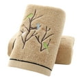 thumbnail image 1 of Pidada 100% Cotton Embroidered Bird Tree Pattern Hand Towels for Bathroom Set of 2 (Brown), 1 of 8