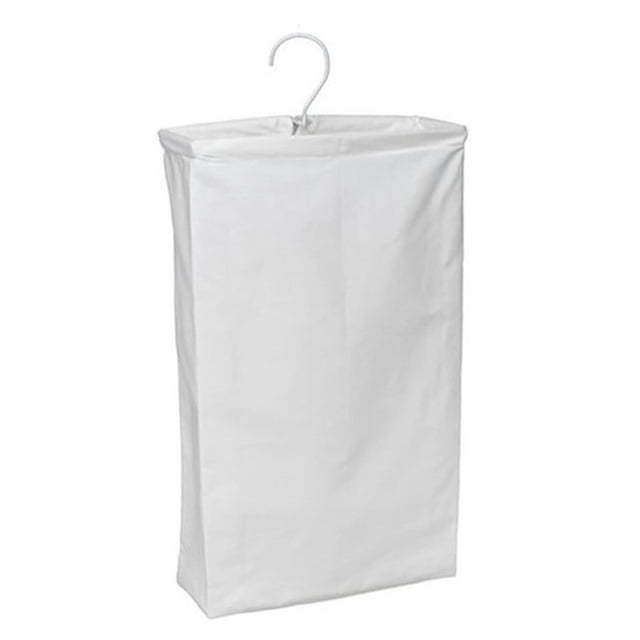 Bolsa para colgar ropa sucia, resistente, con ganchos, bolsa esencial para el hogar. Blanco