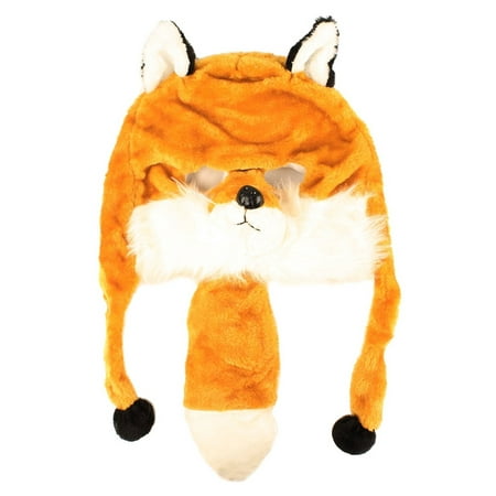 Dakota Dan Felix the Fox Animal Orange Flurry Friends Beanie Hat - One Size Fits Most Super Soft Plush Beenie Hats - Christmas Holiday Gift Ideas - Great for Boys and