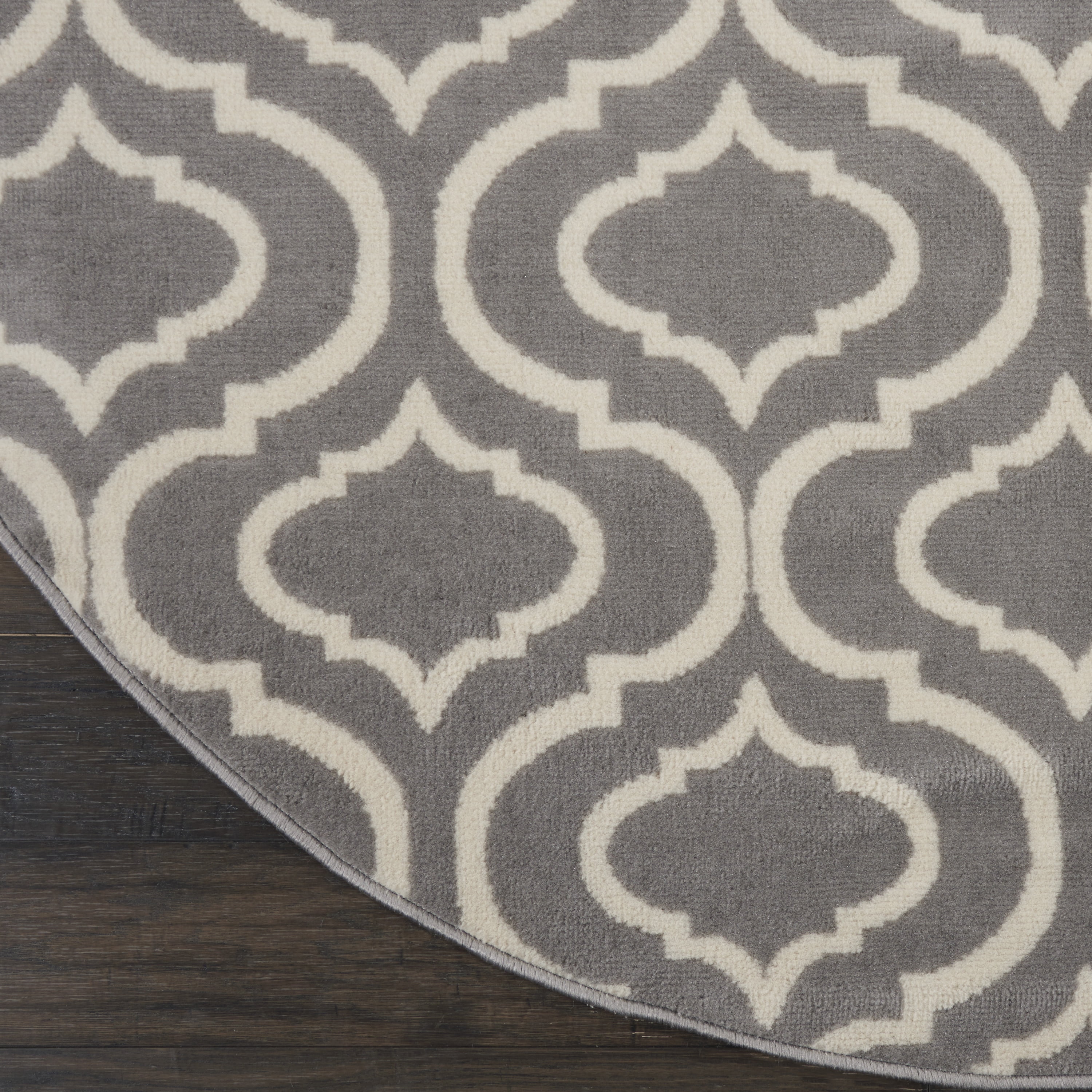 Nourison Bliss Transitional Moroccan Grey 5'3" x Round Area Rug, (5' Round)