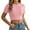 Pink, variant on ZQUUVOU Women's Crop Tops Cotton Knit Short-Sleeved Sweater Leaking Navel Shirt Hot Pink