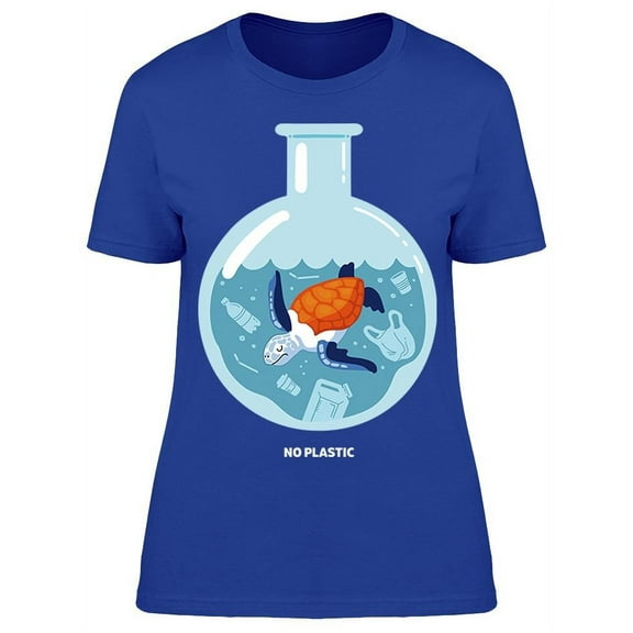 No Plastic! Sea Turtle T-Shirt Women -Image by Shutterstock, Female Small