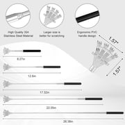 8 Pack Different Back Scratcher Portable Telescoping with Rubber Handles, Extendable Metal Back Massager Tool with Beautiful Box, Stocking Stuffers for Men Women Adults (Black)