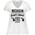 thumbnail image 3 of Inktastic Michigan Awesome Since 1837 Women's Plus Size V-Neck T-Shirt, 3 of 5