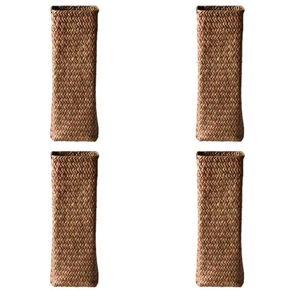 4X Florero de Ratán Cestas de Bambú de Decoración Floreros Cesta de Flor Fruta Florero Floreros Altos para la Decoración del Hogar Marrón