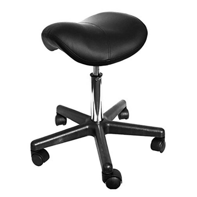 Angel Canada Tabouret de Massage à Selle Hydraulique Ergonomique Confortable à Roulettes Réglable Siège Selle Pivotant de Salon (Noir)