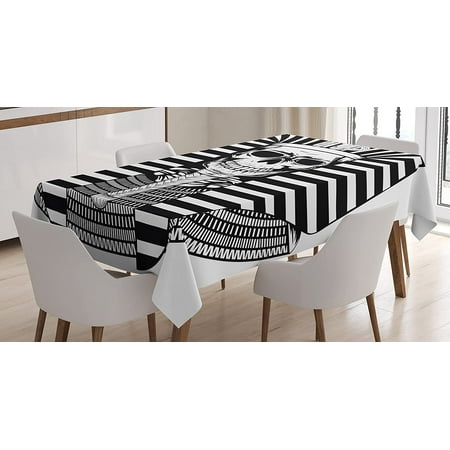 

Mindunm King Tablecloth Egyptian Pharaoh Ruler Mummy Skull Skeleton for Egypt Lovers Print Dining Room Kitchen Rectangular Table Cover 60 X 84 Black White