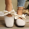 thumbnail image 5 of DIVVce Satin Bow Square Toe Ballet Flats For Women Closed Slip On Comfort Casual Dress Footwear, 5 of 8