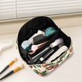 thumbnail image 2 of FORMRS Makeup Bag Travel Cosmetic Organizer for Women Fold Flat Zipper Pouch with Handle, Beige Strawberry, 2 of 8