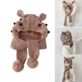 thumbnail image 2 of Winter Toddlers Scarf Hat for Boys Girls Integrated Warm Neck Scarves Beanie Cute Cartoon Baby Ear Protections Caps Yellow, 2 of 4