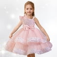 thumbnail image 2 of BYHONG Robe de Fille Codkkre Fleurs Nœud Papillon Robes pour Enfants Manches à Volants Robe Ligne A Été Pâques Robe Fille Col Rond Décontractée Robes d'Été pour Filles Violet 9-10 Ans, 2 of 7