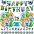 thumbnail image 1 of Stitch & Lilo Birthday Decors Cartoon Theme Birthday Decorations Balloons Cake Topper Banners Set-QIUPING, 1 of 1