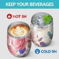 thumbnail image 4 of 12oz Stemless Wine Tumblers Pioneer Flower Floral Print Pattern Vacuum Insulated Stainless Steel Travel Tumbler Cups Mug with Lid and Straw for Champaign,Cocktail,Beer with Cleaning Brush, 4 of 5