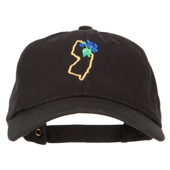 New Jersey Violet with Map Embroidered Unstructured Washed Cap - Black OSFM