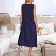 thumbnail image 6 of Gamivast Linen Dresses for Women Sleeveless Crew Neck Loose Fit Shift Midi Dress Cotton Linen Solid with Pockets Flowy Comfy Casual Daily Wear Summer Dresses, 6 of 8