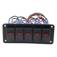 thumbnail image 2 of Panel de interruptor de 12V y 24V, protección contra sobrecorriente precableada, doble LED rojo, multiusos, 5 entradas para camiones, Macarena Panel de interruptores de palanca, 2 of 8
