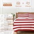 thumbnail image 6 of 3 Piece Red Stripes Duvet Cover Set Full Size, Microfiber Comforter/Quilt Cover with Corner Ties and 2 Pillowcases, Simple Red White Texture All Season Soft Bedding with Zipper Closure, 6 of 8