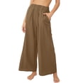 thumbnail image 2 of Pantalón De Pierna Ancha Pantalones de salón para mujer Cintura elástica Estilo casual para mujer Traje diario (Marrón XXXL) Cgtredaw Para estrenar, 2 of 6