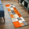 thumbnail image 4 of Burnt Orange Runner Rug 2x6 FT, Non Slip Hallway Carpet, Grey Modern Abstract Art Oil Painting Geometric Washable Floor Carpet Throw Runner Carpet Long Rug for Entryway Kitchen Bedside Sliding Door, 4 of 9