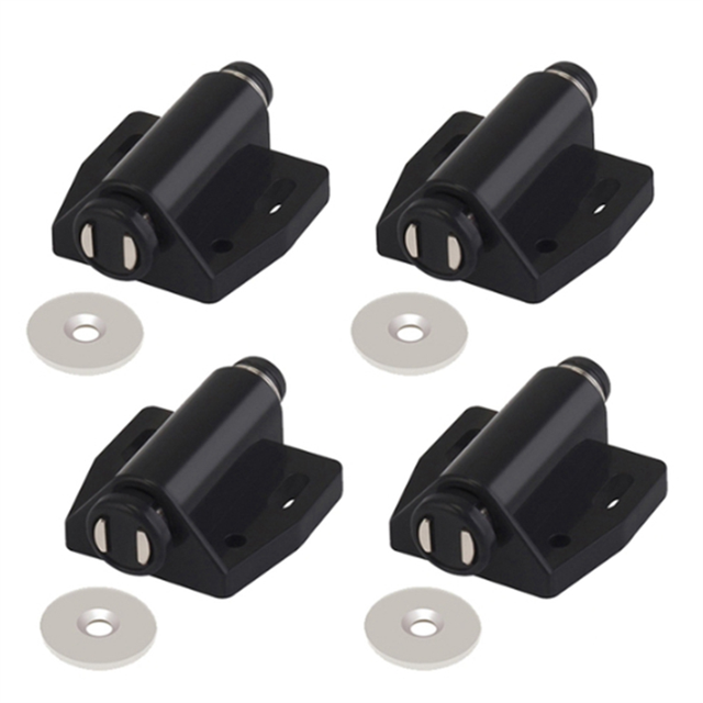 Lot de 4 Aimant Unique pour Armoire Porte de Meuble Invisible Rebondisseur Armoire Porte Fermeture Noire