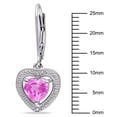 thumbnail image 2 of Everly Women's 2ct TGW Created Pink Sapphire and Diamond Accent Sterling Silver Heart Drop Earrings, 2 of 8