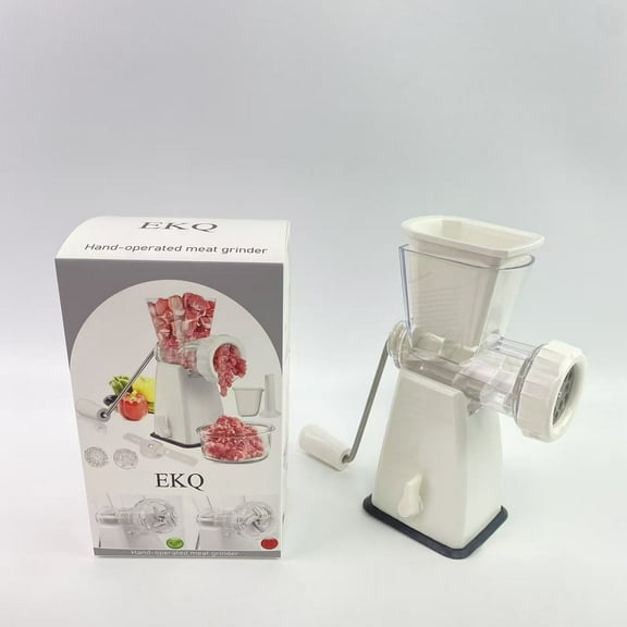 EKQ Hand-operated meat grinder,Manual Meat Grinder with Stainless Steel Blades Heavy Duty Powerful Suction Base for Home Use Fast and Effortless for All Meats-White