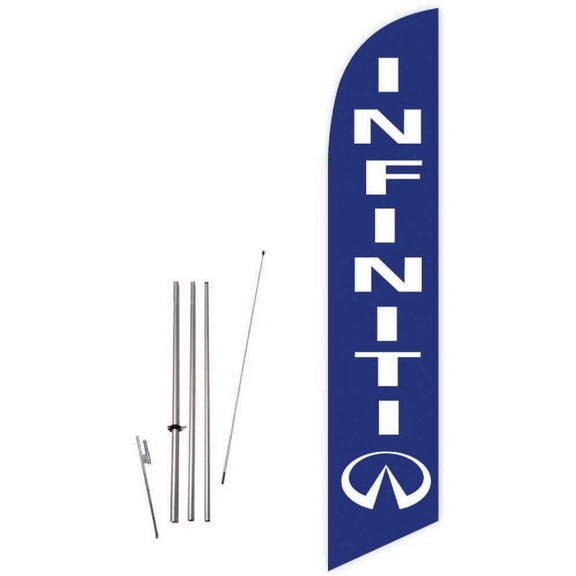 Cobb Promo Infiniti Blue Feather Flag with Complete 15ft Pole kit and Ground Spike