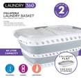 thumbnail image 2 of Laundry 360 24 x 17 x 11in Collapsible and Carrying Handles 40L Plastic Laundry Basket, White and Grey, 2 of 5