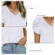 thumbnail image 4 of Camiseta de Mujer Cuello en V Manga Corta Diseño retorcido Color Puro Top Informal para Viajes a casa Blanco XXL, 4 of 5