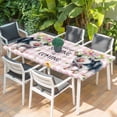 thumbnail image 2 of Spring Pig Table Cloths for 6 Foot Rectangle Tables, Butterfly Botanical Floral Pink Plaid Patio Waterproof Elastic Fitted Tablecloths, Washable Rectangular Table Cover for Camping, 2 of 8