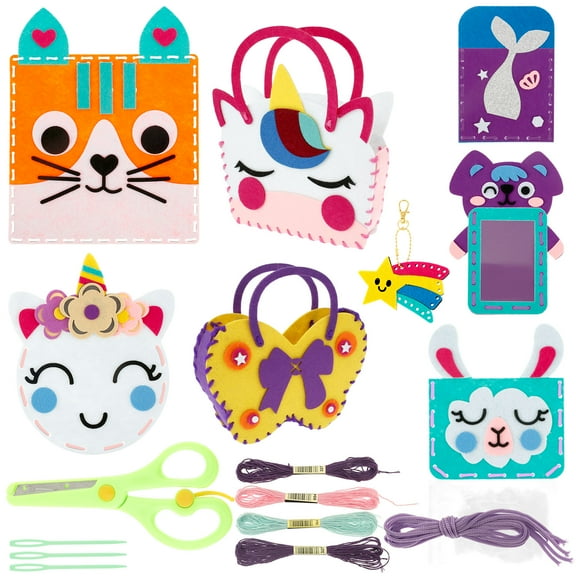 Keyohome Felt Kid Sewing Kit Fun and Educational Beginner Sewing Kit with 8 Pattern and Basic Accessories for DIY Art Craft Girl and Boy