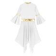 thumbnail image 6 of Zaldita Women 3/4 Flared Sleeve Asymmetrical Dance Dress Lyrical Liturgical Praise Overlay Tunic White S, 6 of 7