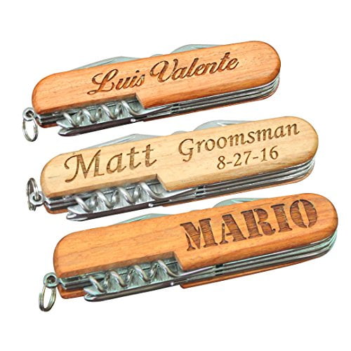 Engraved Wood Multitool - Fathers Day Groomsmen Gift - Custom Personalized for Free