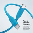 thumbnail image 3 of Powertek 6ft USB-C to USB-C Cable, Blue, Neon Silicone, Fast Charging, Durable Charging Cord with Smooth Data Transfer, 3 of 6