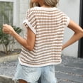 thumbnail image 6 of Stichou Women's Short Sleeve Sweater Summer Striped Crochet Tops Casual Cap Sleeve Crewneck Knit 2026 Sweater Vest T-Shirts Khaki S, 6 of 6