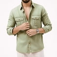 thumbnail image 2 of Vetsdori Mens Pockets Tops Outdoor Long Sleeve Button Down 1/4 Zipper Casual Winter Stylish Shirts for Men Plain, 2 of 6