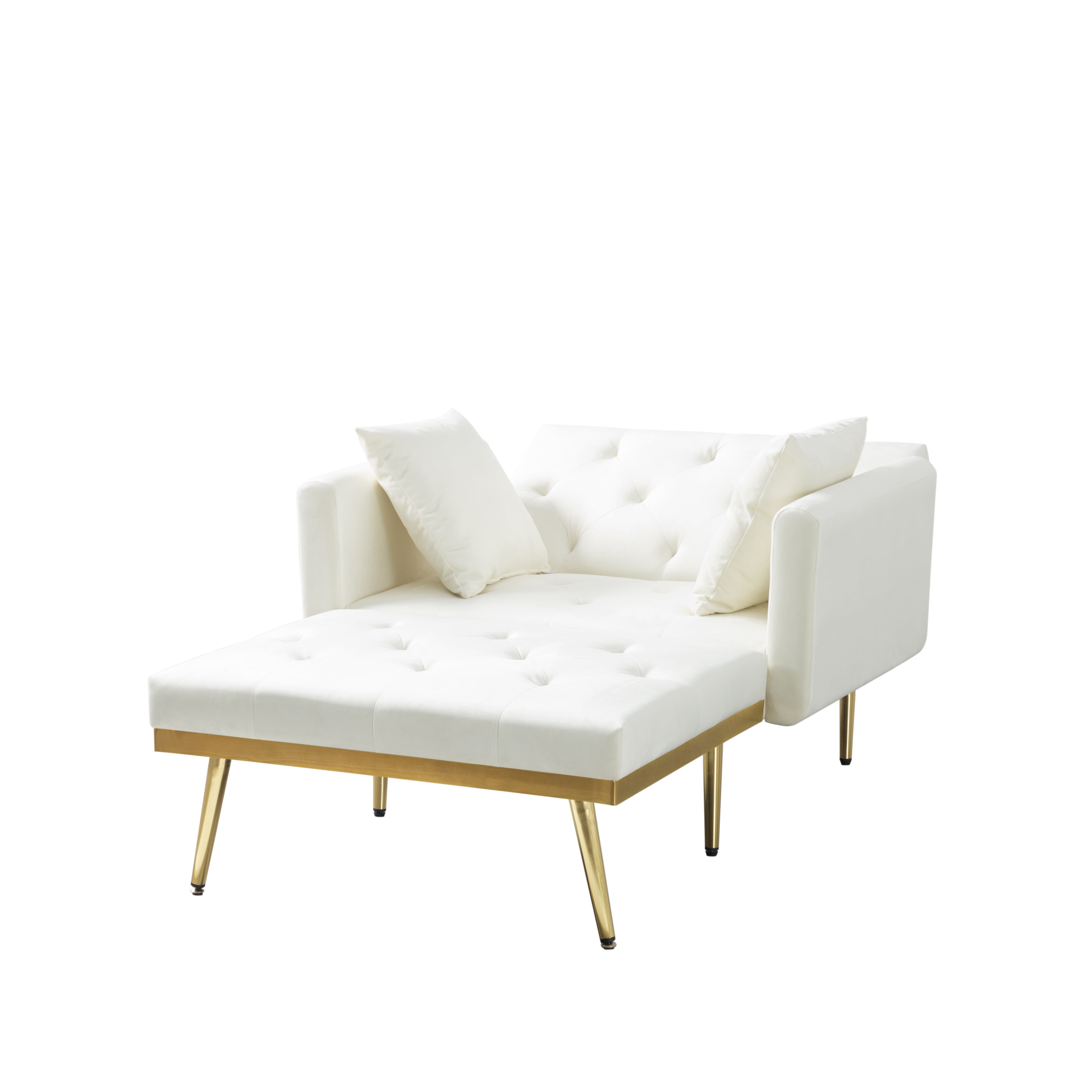 BSHTI Chaise Lounge,Convertible Chaise Futon Sofa Bed Upholstered Chaise Lounge for Livingroom(Beige)